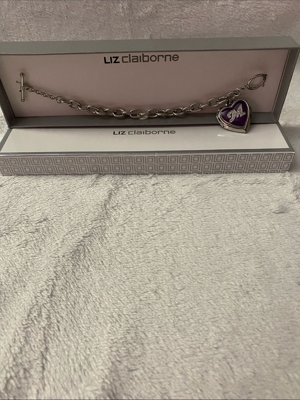 Liz Claiborne Purple M Locket Bracelet